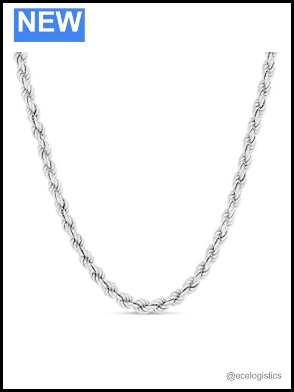 Sterling Silver Diamond-Cut Rope Chain Necklace 2.5MM 3MM Italy